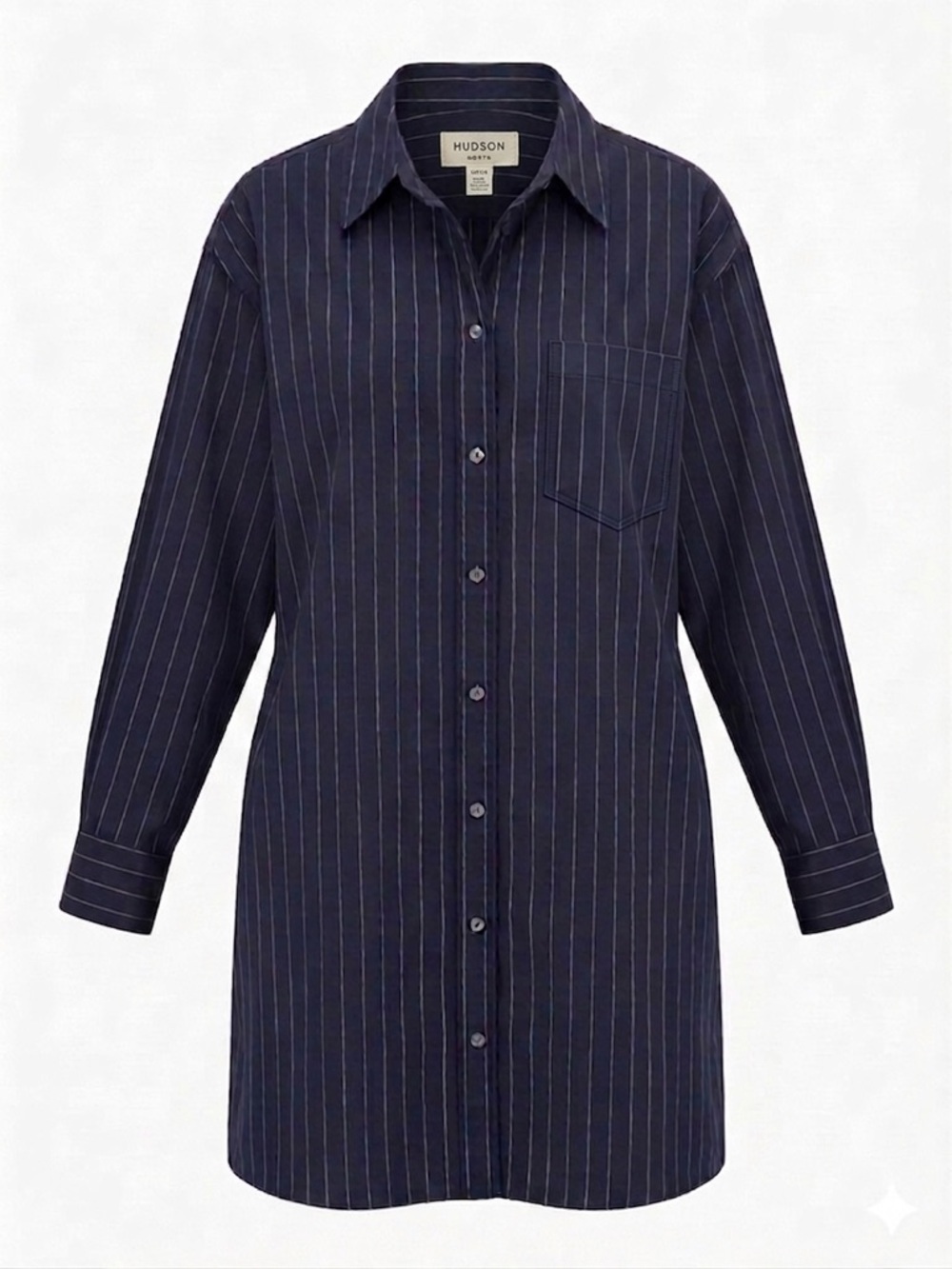 Hudson North Navy Blue Pinstripe Shirt Dress 100% Cotton XL Oversized/Relax fit